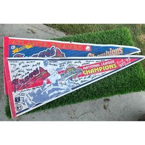 ATLANTA BRAVES NATIONAL & Western LEAGUE CHAMPIONS Pennants 1991 & 92' Lot‎ Of 2